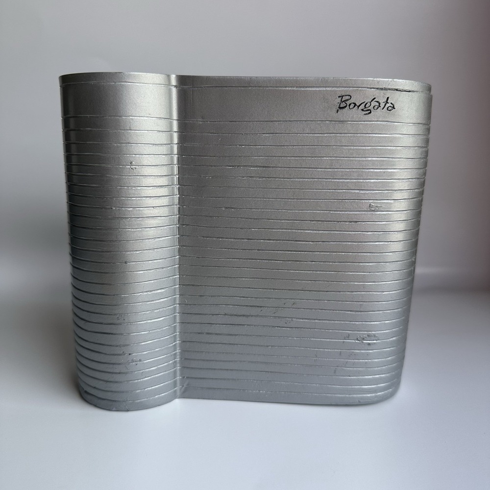 Borgata Atlantic City Casino Piggy Bank Silver Tone Modernist Coin Bank VTG Rare